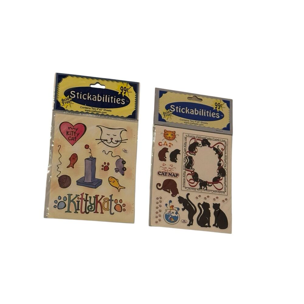 Lot‎ 2 Stickabilities Cat Stickers Kitty Kat Silhouette Craft Stickers Acid Free